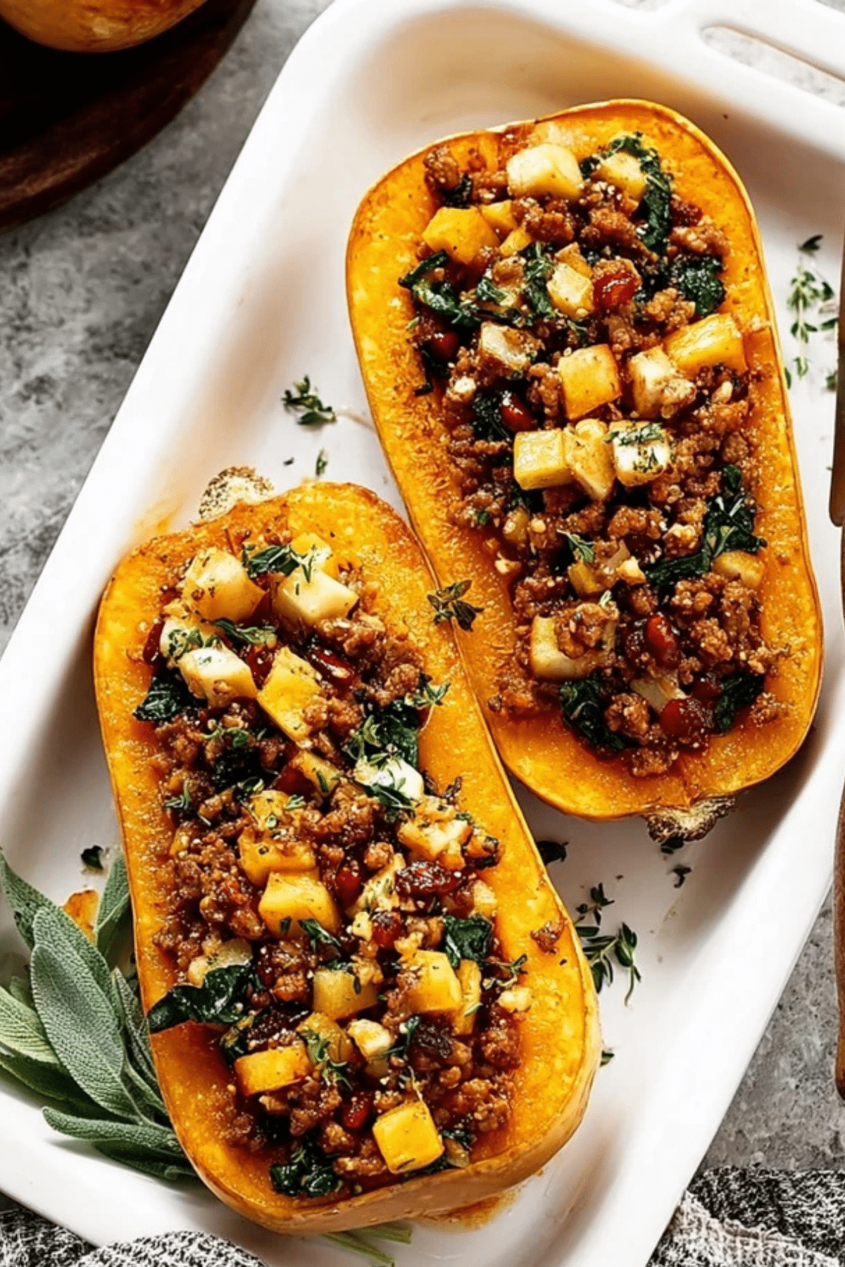 Apple Sausage Stuffed Butternut Squash