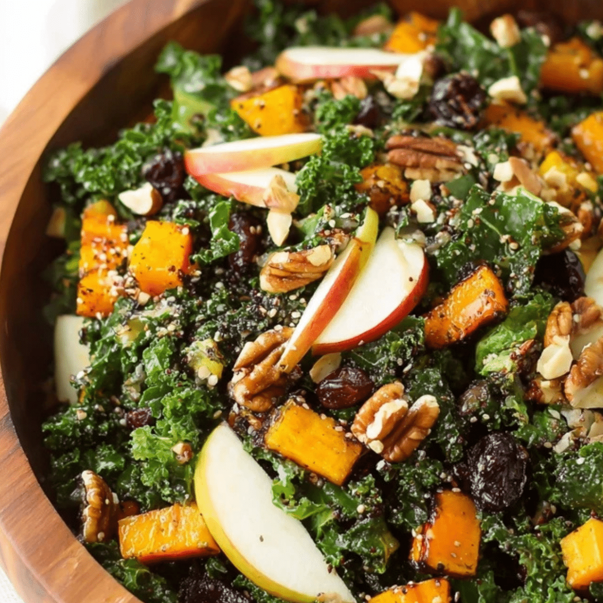 Autumn Kale Salad with Maple Balsamic Vinaigrette