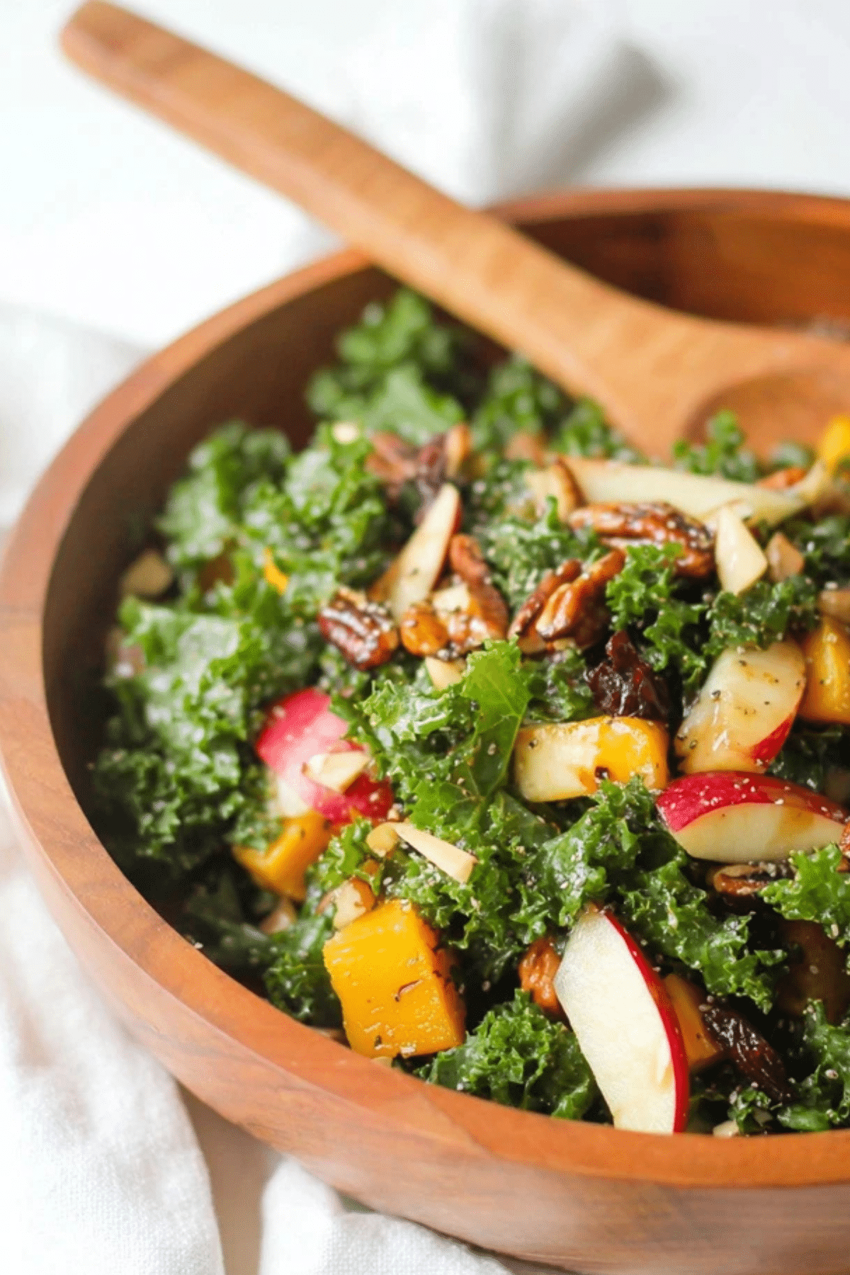Autumn Kale Salad with Maple Balsamic Vinaigrette