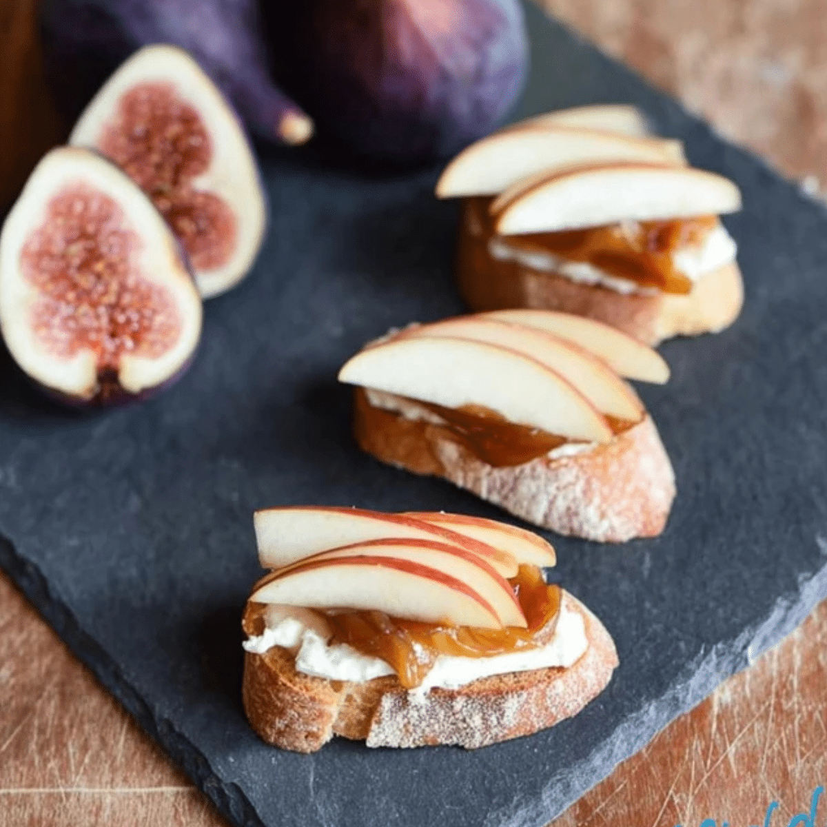Brie Apple and Fig Crostini Appetizer