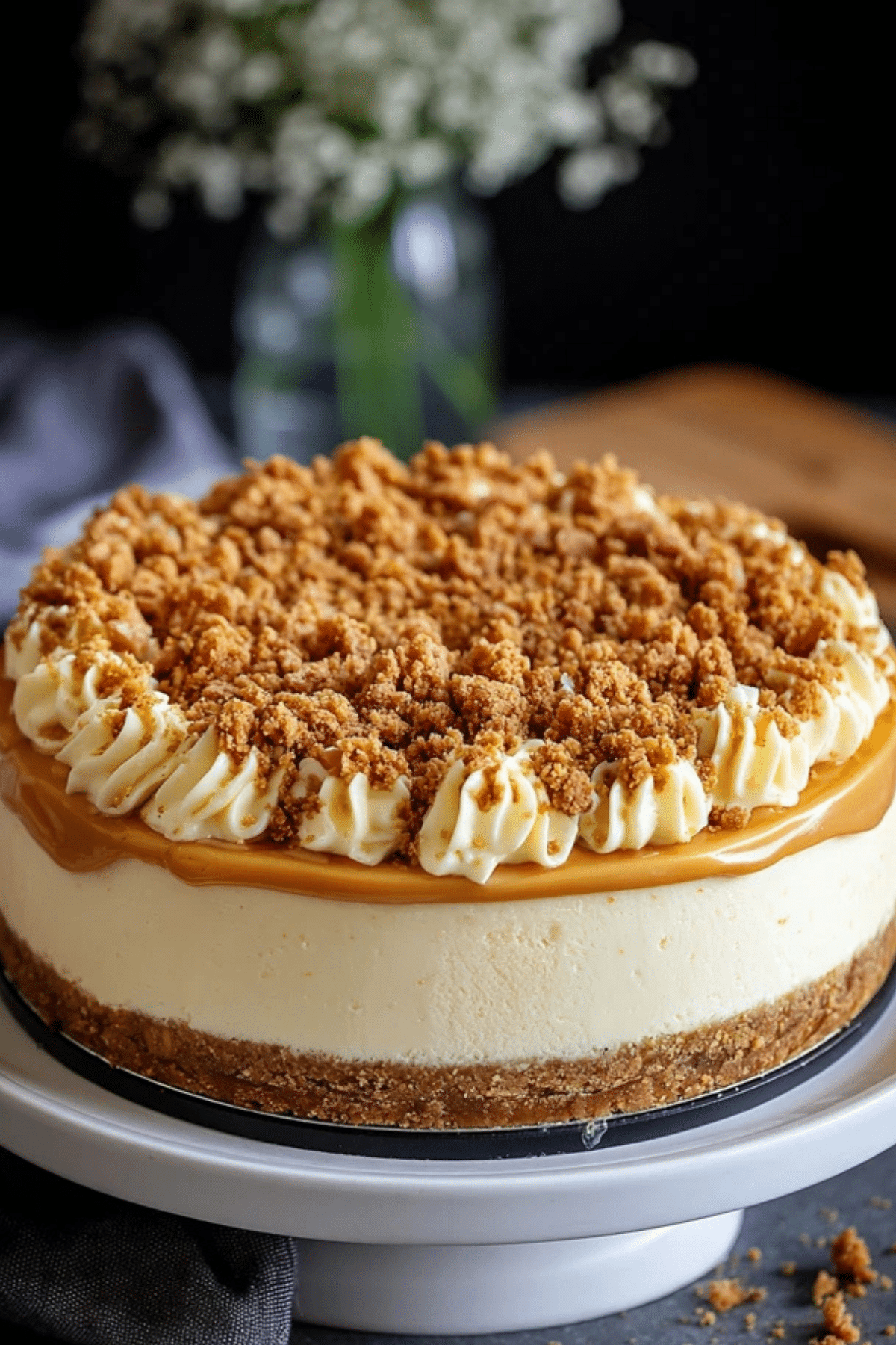 Butterscotch Cheesecake with a Buttery Crumble