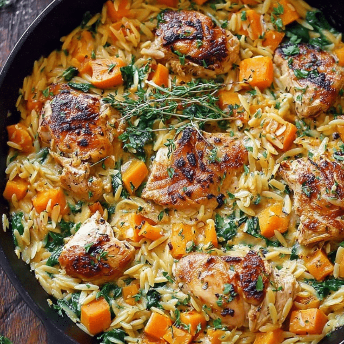 Chicken Orzo with Butternut Squash