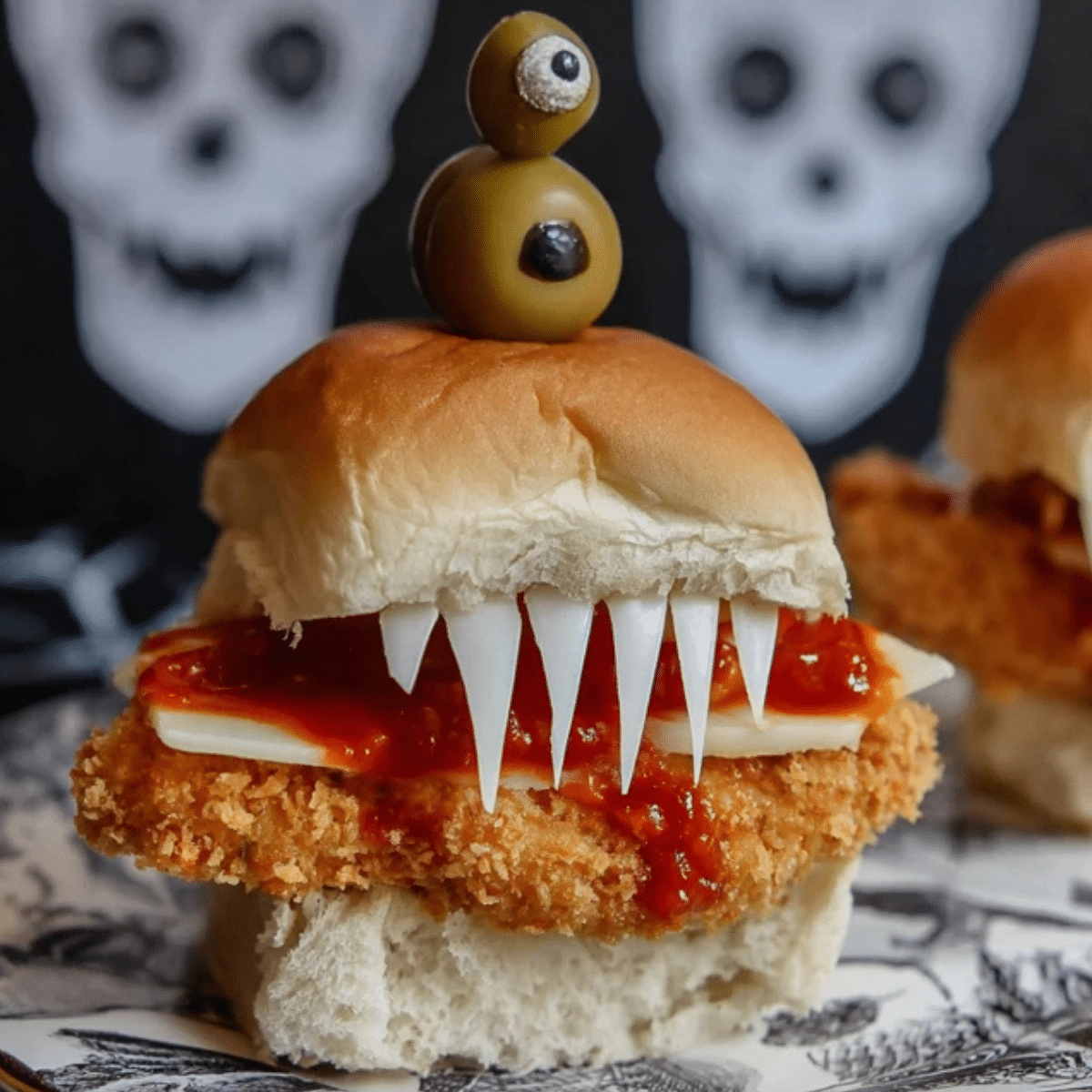 Halloween Chicken Parmesan Sliders