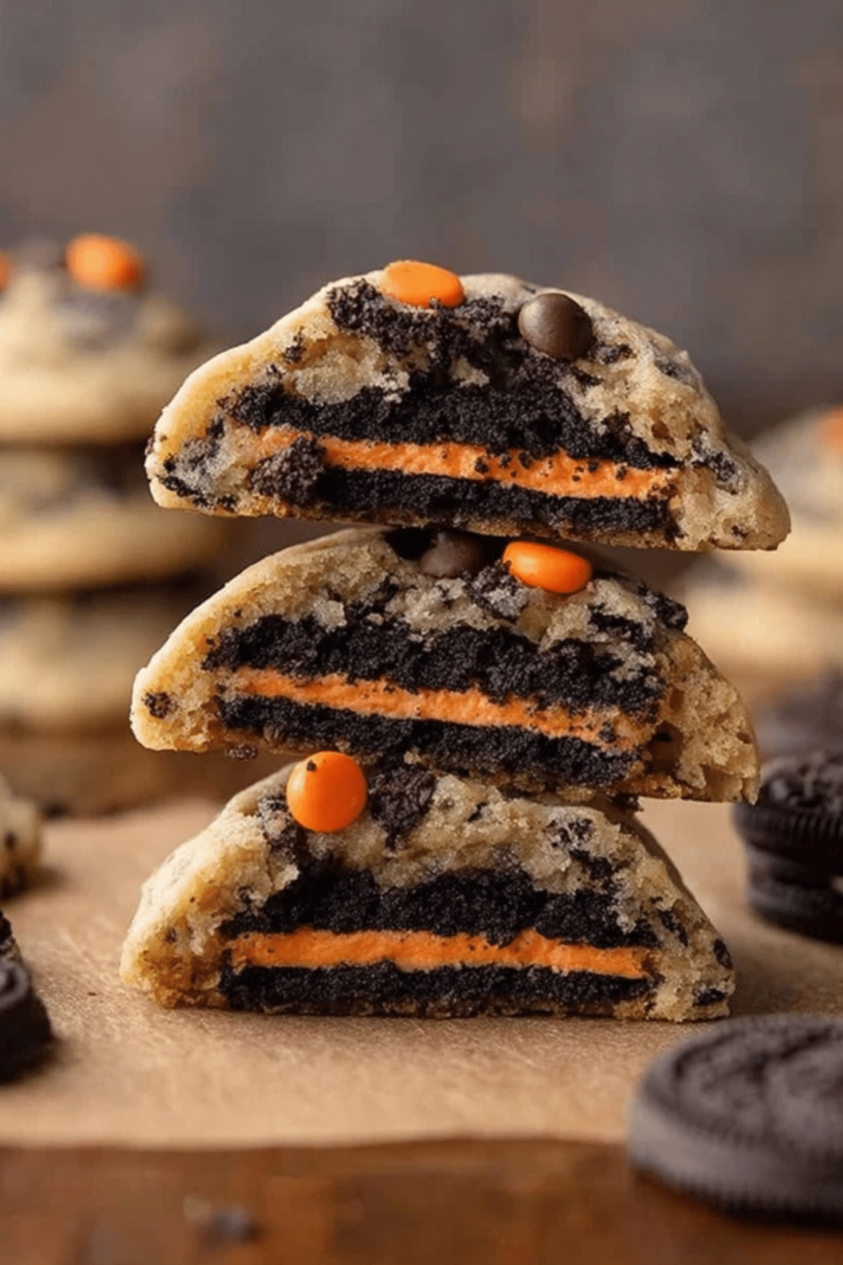 Halloween Oreo Stuffed Chocolate Chip Cookies