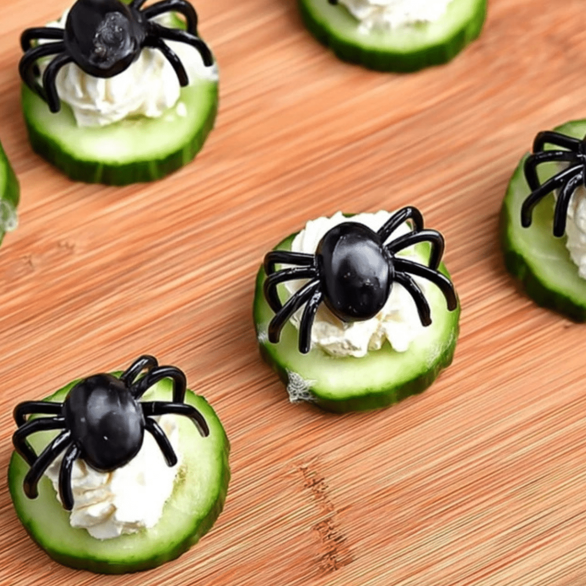 Keto Spider Cucumber Appetizer Bites