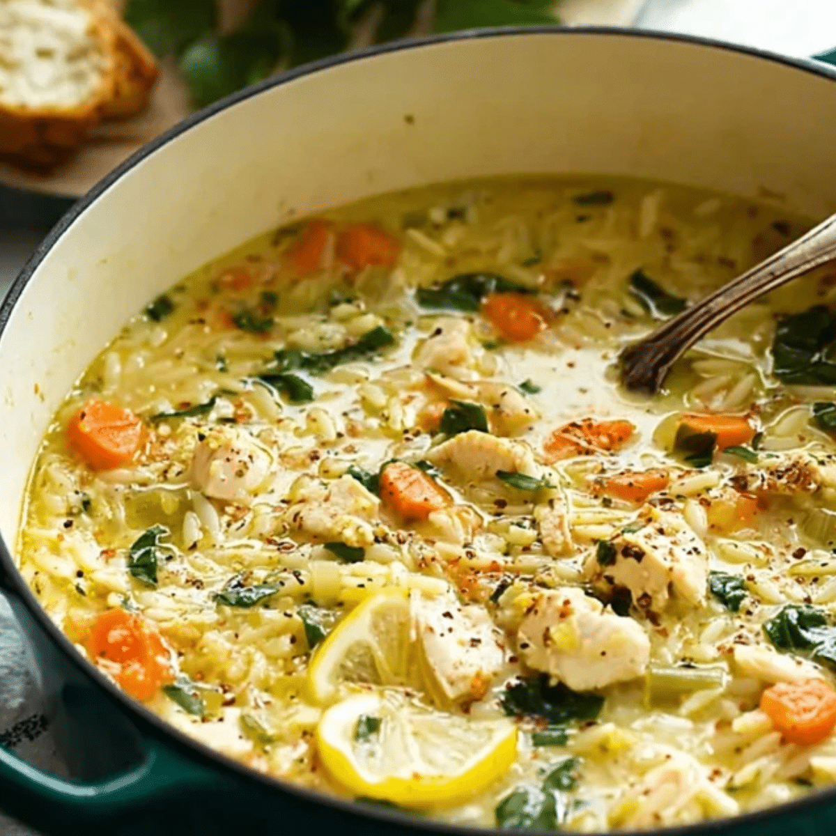 Lemon Chicken Orzo Soup