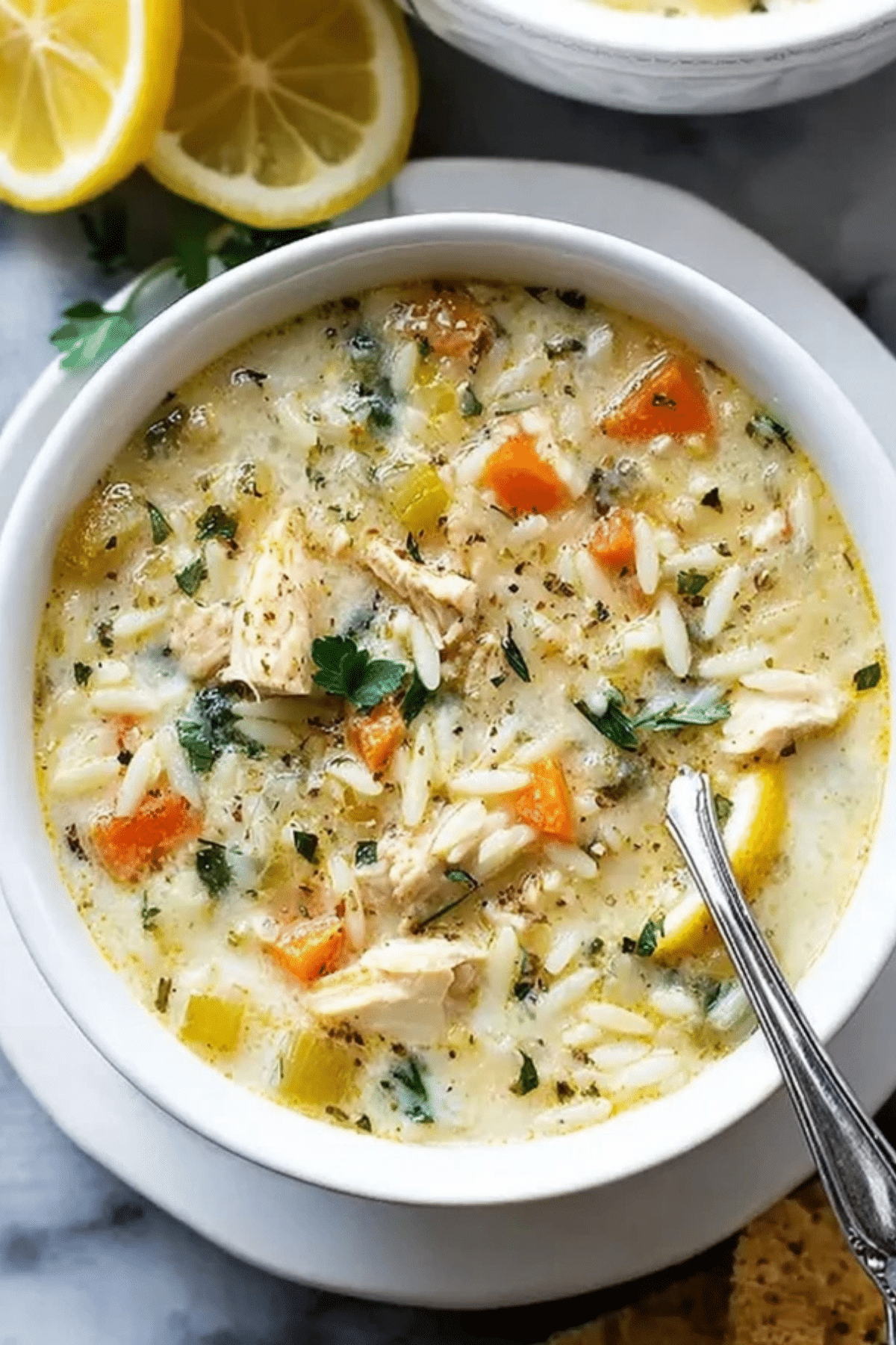 Lemon Chicken Orzo Soup