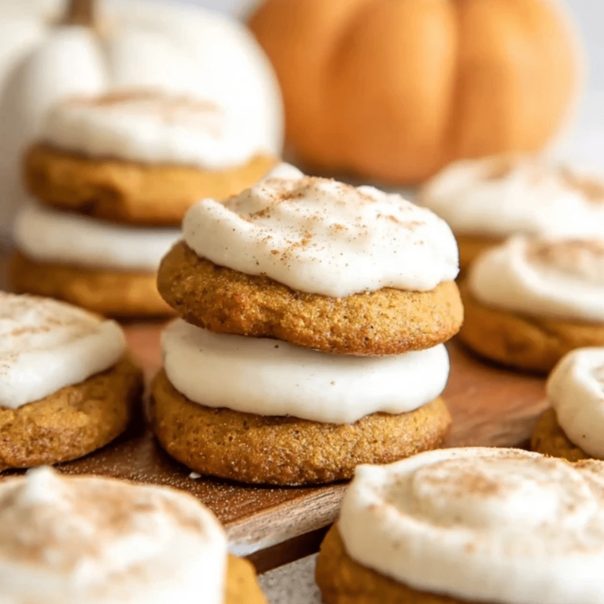 Pumpkin Cookies with Cream Cheese Frosting