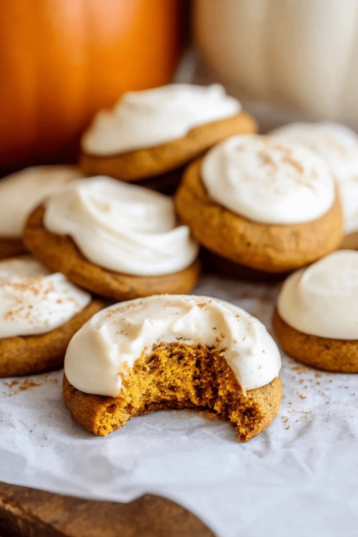 Pumpkin Cookies with Cream Cheese Frosting