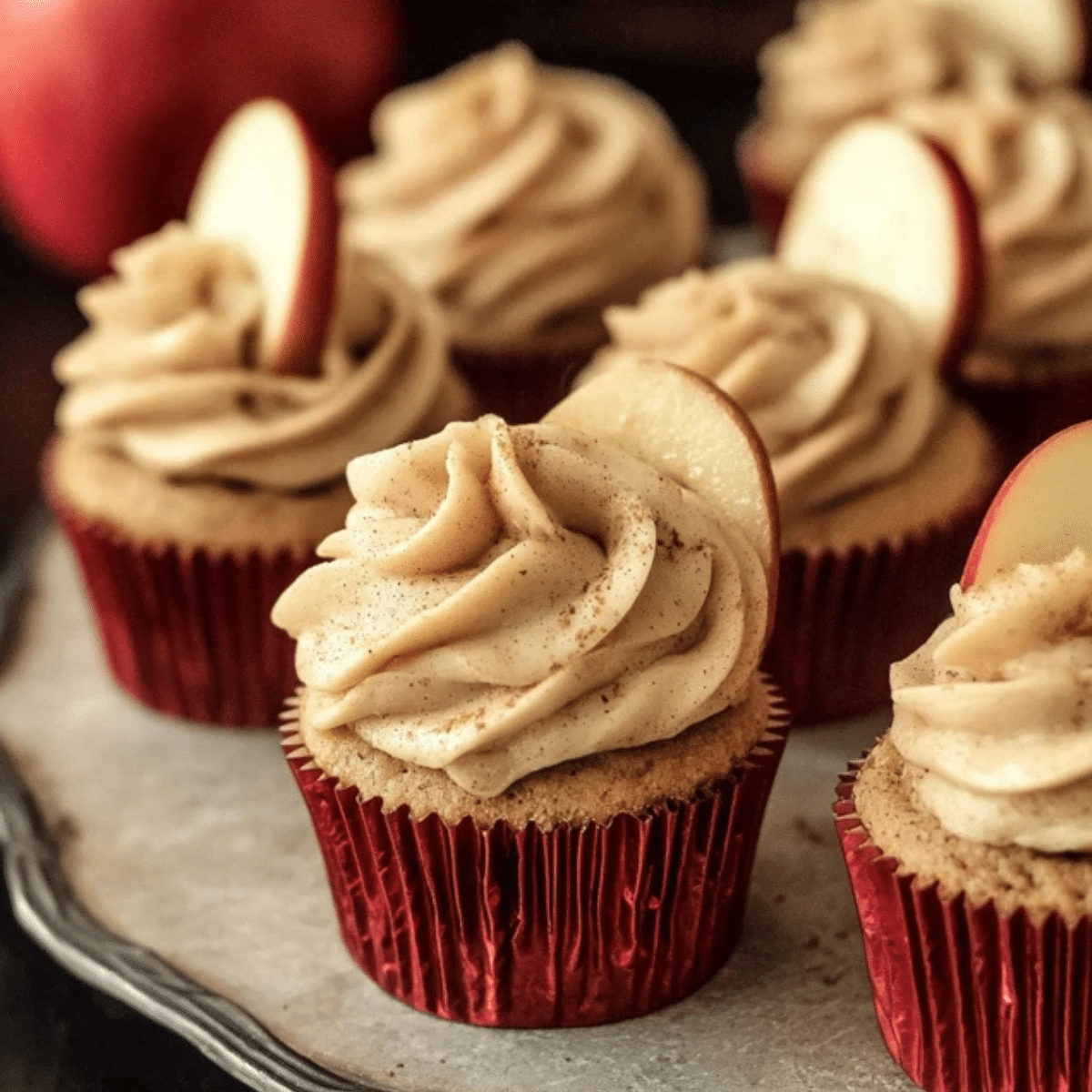 Apple Cider Cupcakes with Spiced Buttercream Frosting