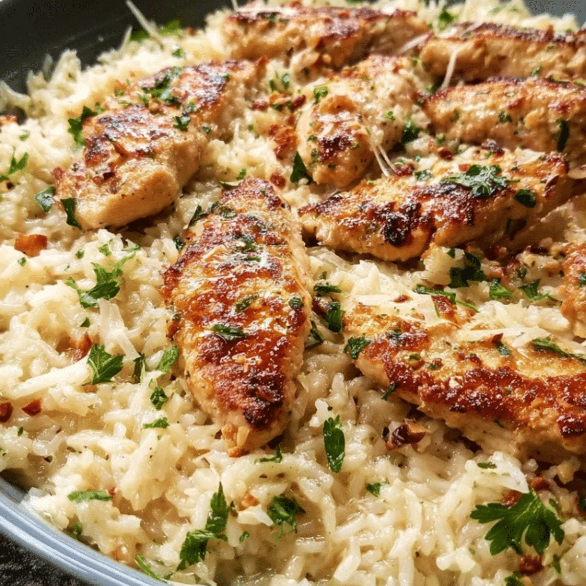 Chicken Scampi with Garlic Parmesan Rice