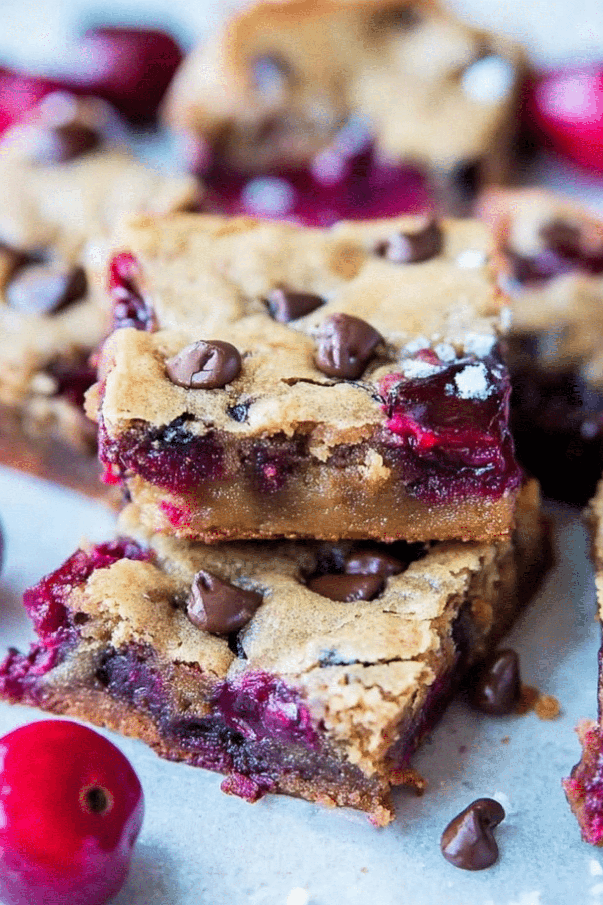 Chocolate Chip Cherry Bars with Brown Sugar