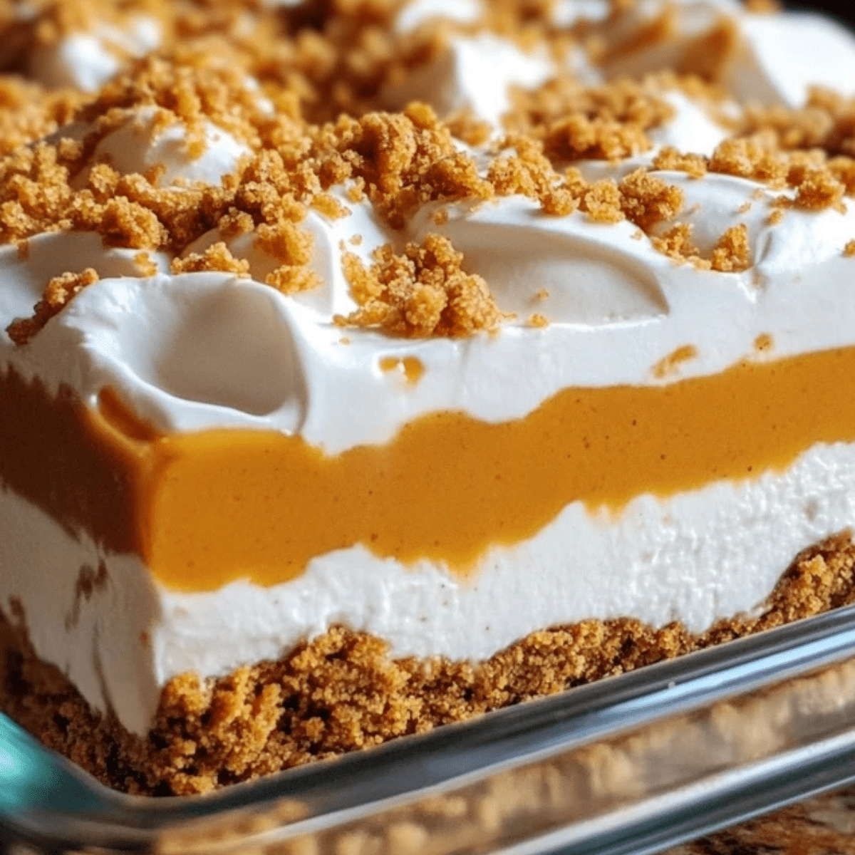 Creamy Layered Pumpkin Dessert with a Ginger Snap Crust