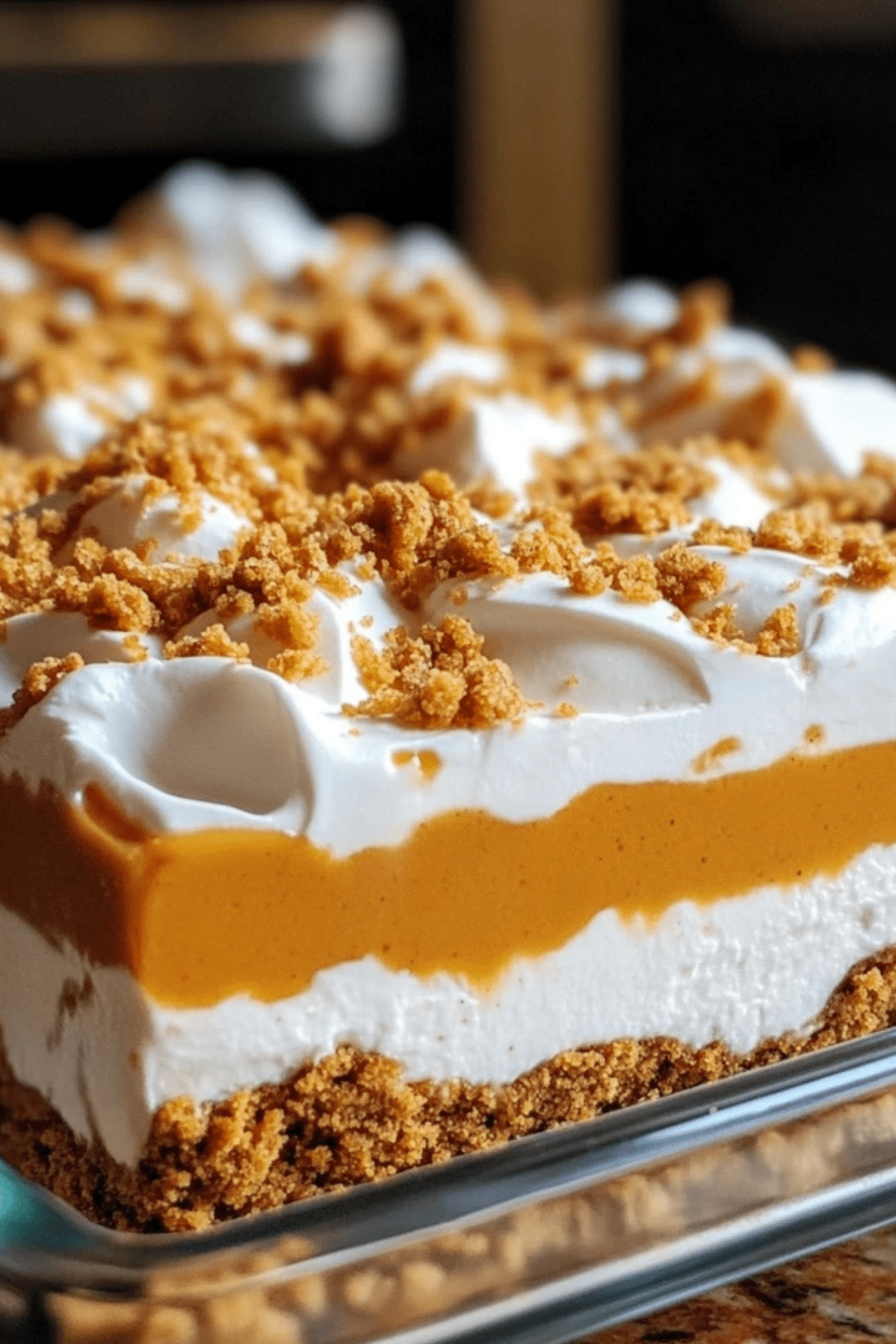 Creamy Layered Pumpkin Dessert with a Ginger Snap Crust
