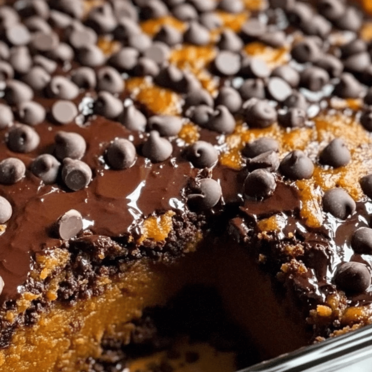 Dark Chocolate Pumpkin Dump Cake
