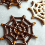 Halloween Chocolate Pretzel Spider Webs