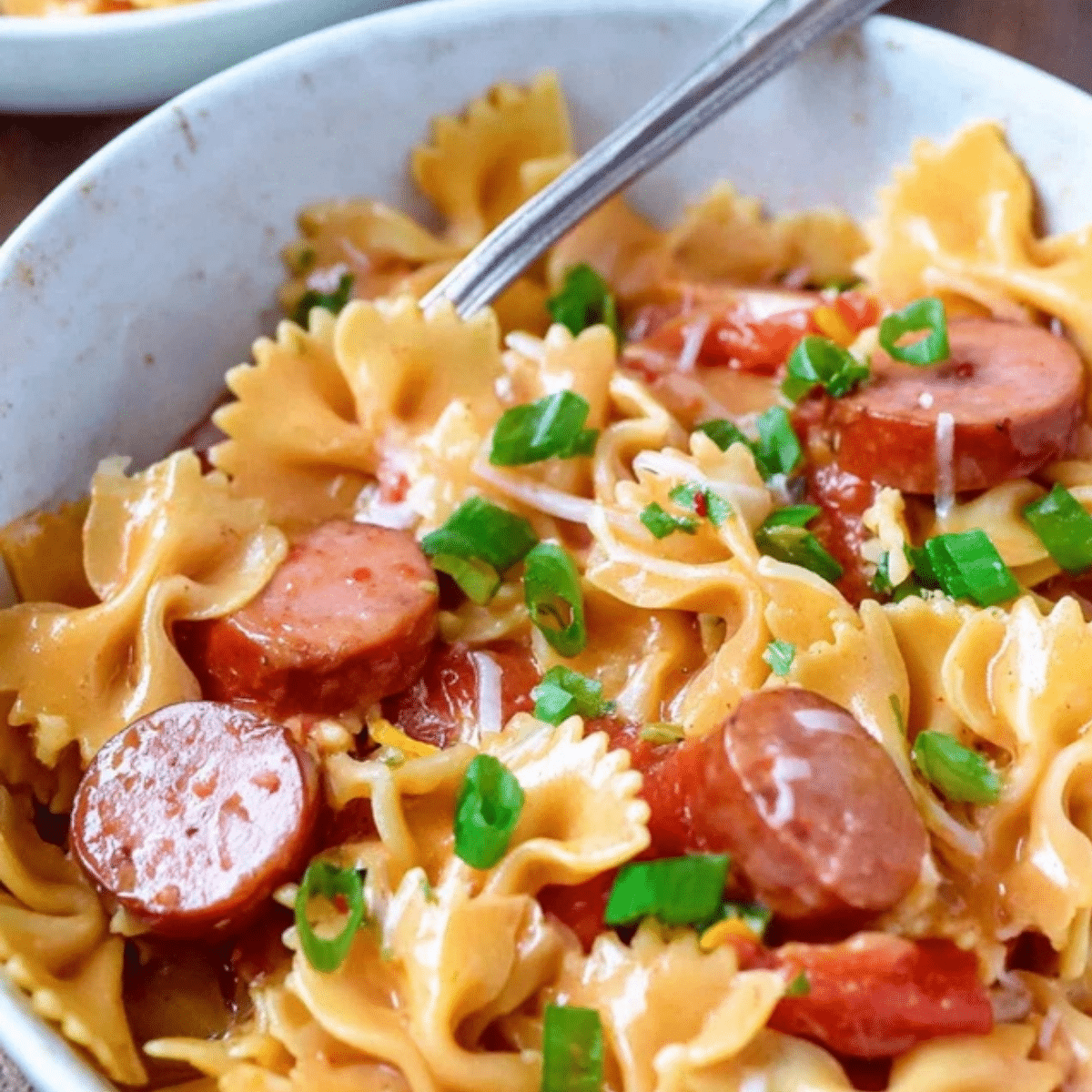 One Pot Cheesy Smoked Sausage Pasta