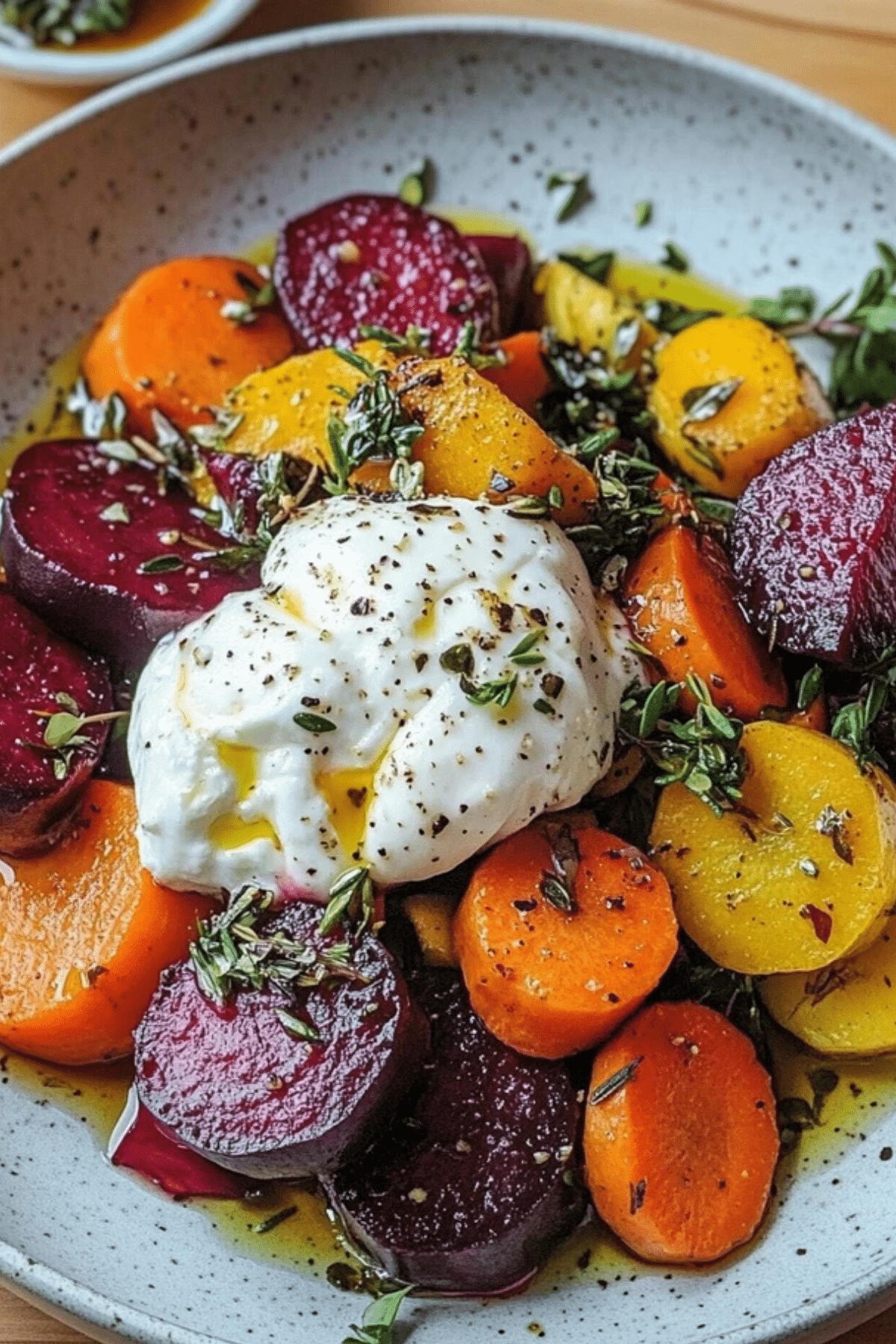 Roasted Beets and Carrots Salad with Burrata