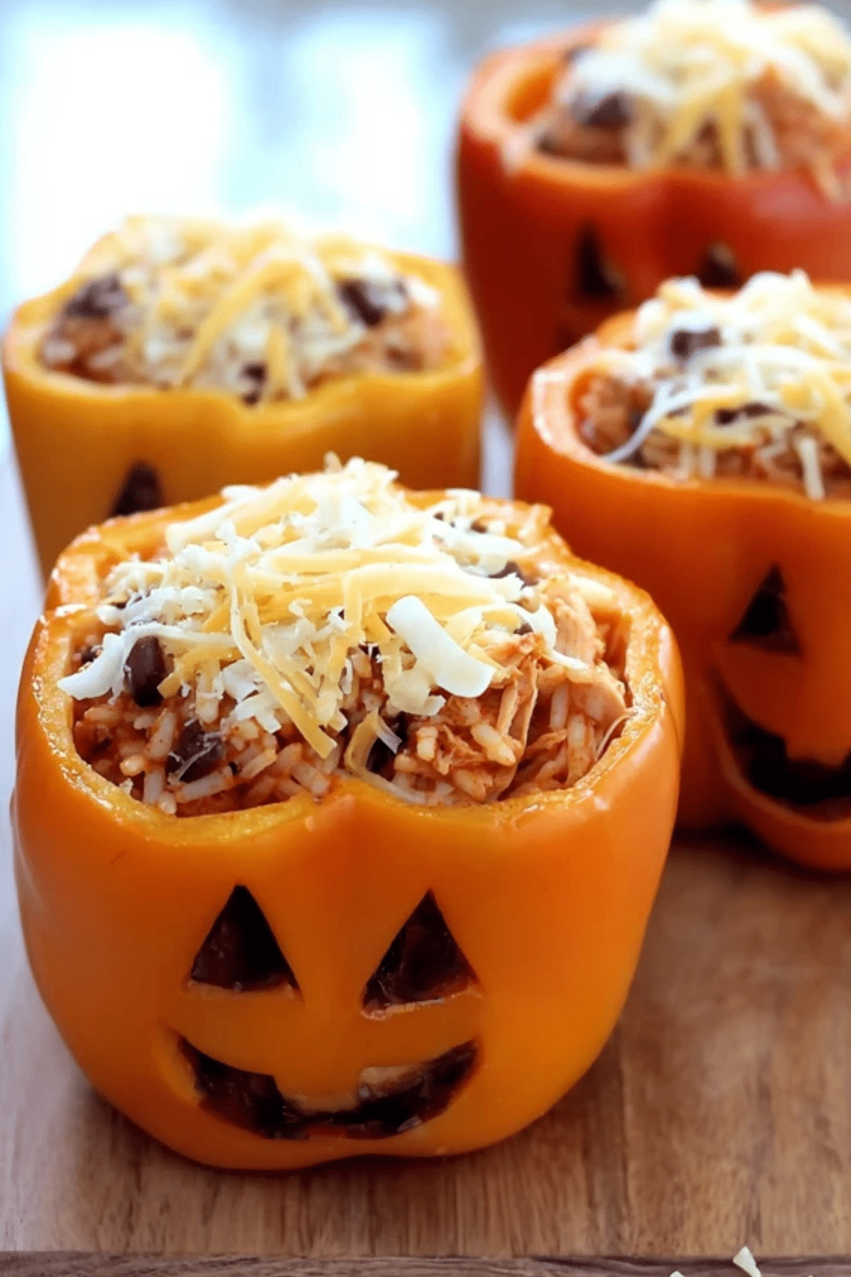 SHREDDED CHICKEN AND RICE STUFFED PEPPERS