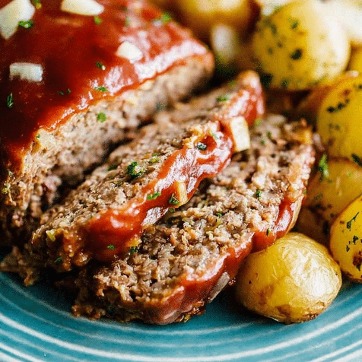 Slow Cooker Meatloaf and Potatoes with Garlic Butter