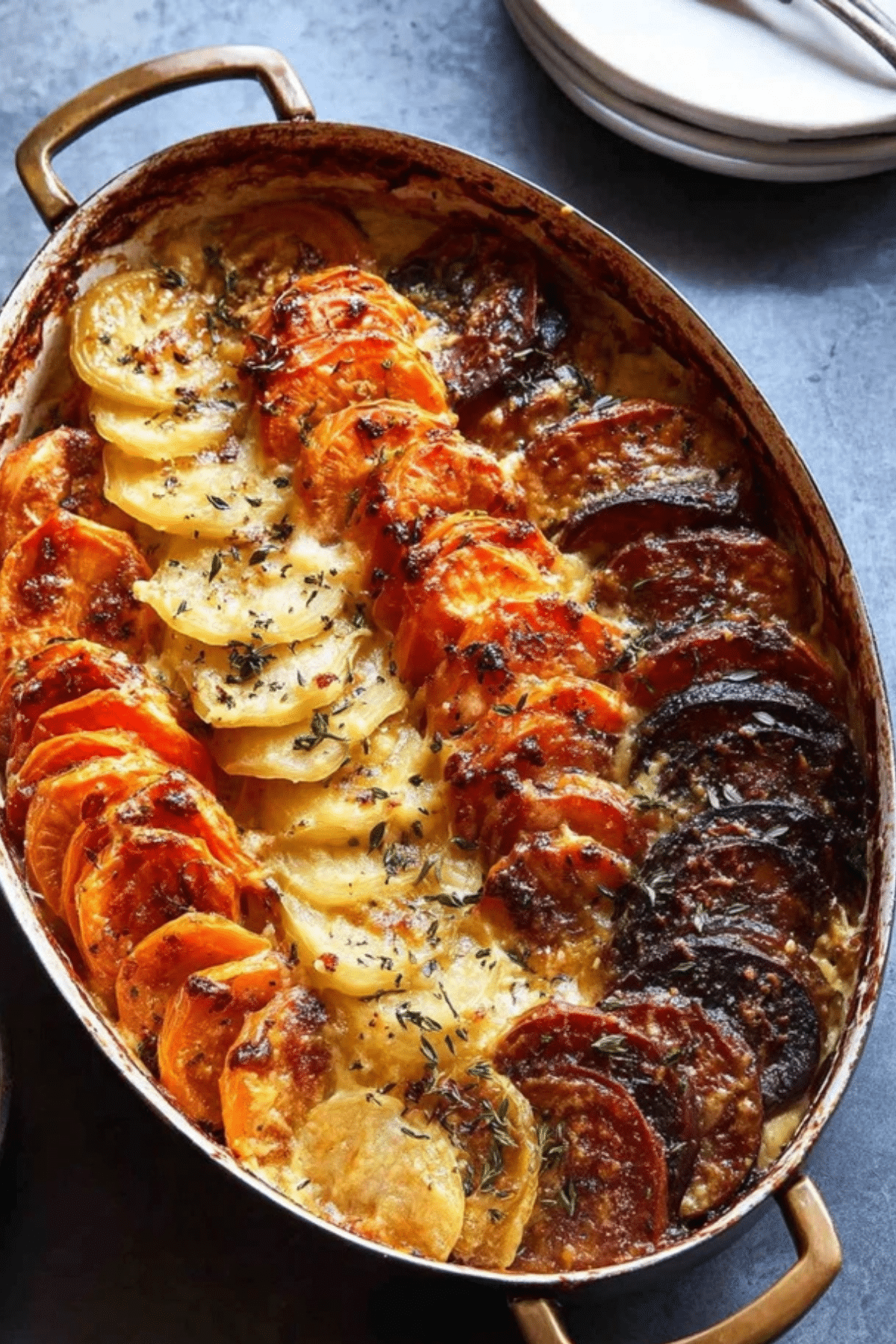 Cheesy Root Vegetable Gratin