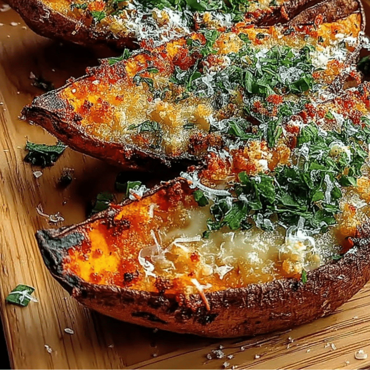 Garlic Parmesan Sweet Potato Wedges