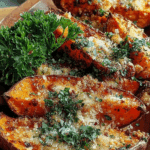 Garlic Parmesan Sweet Potato Wedges