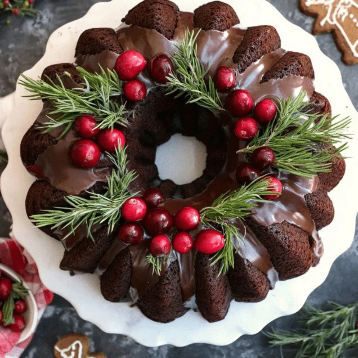 Gingerbread Chocolate Bundt Cake Christmas Wreath