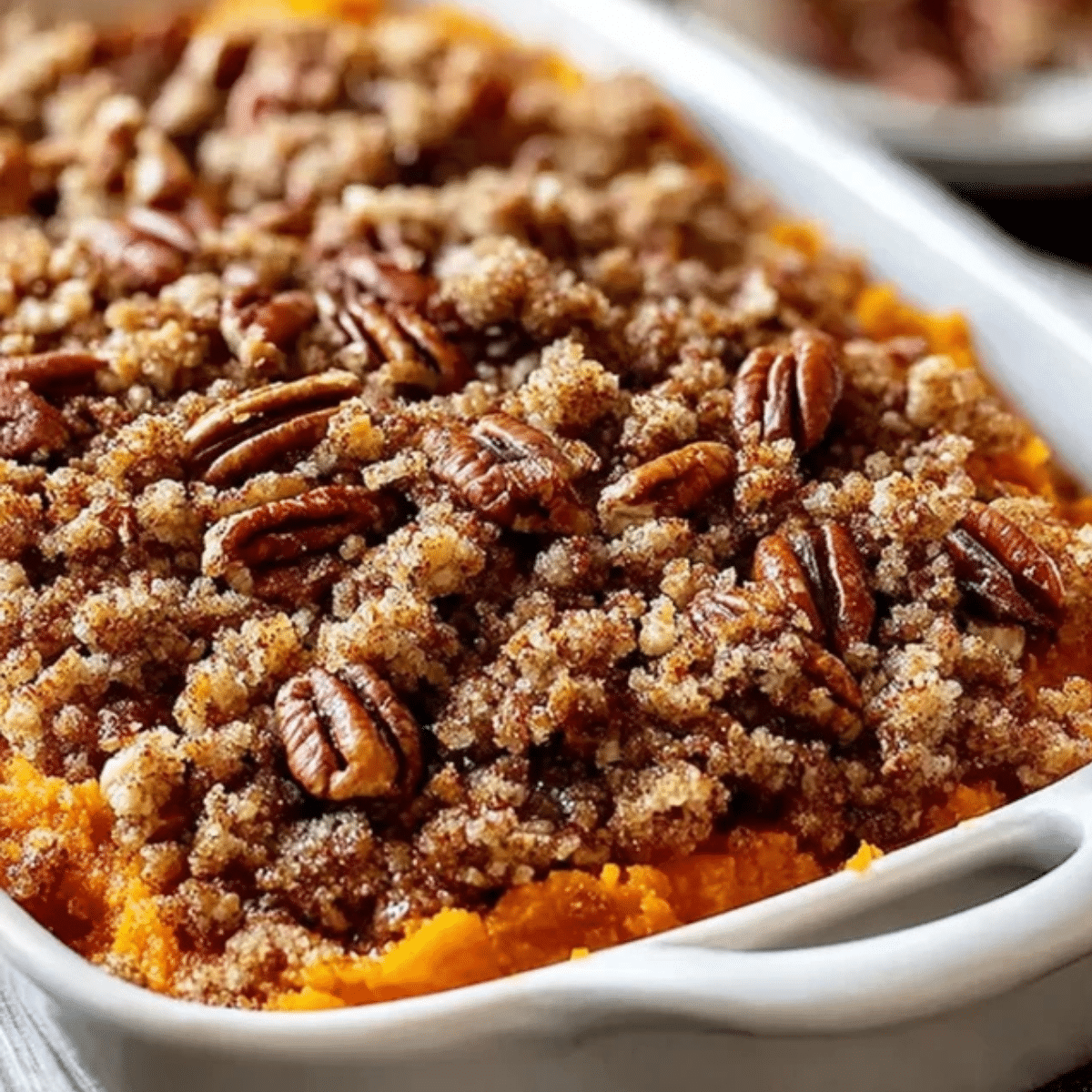 Healthy Sweet Potato Casserole with Pecan Streusel