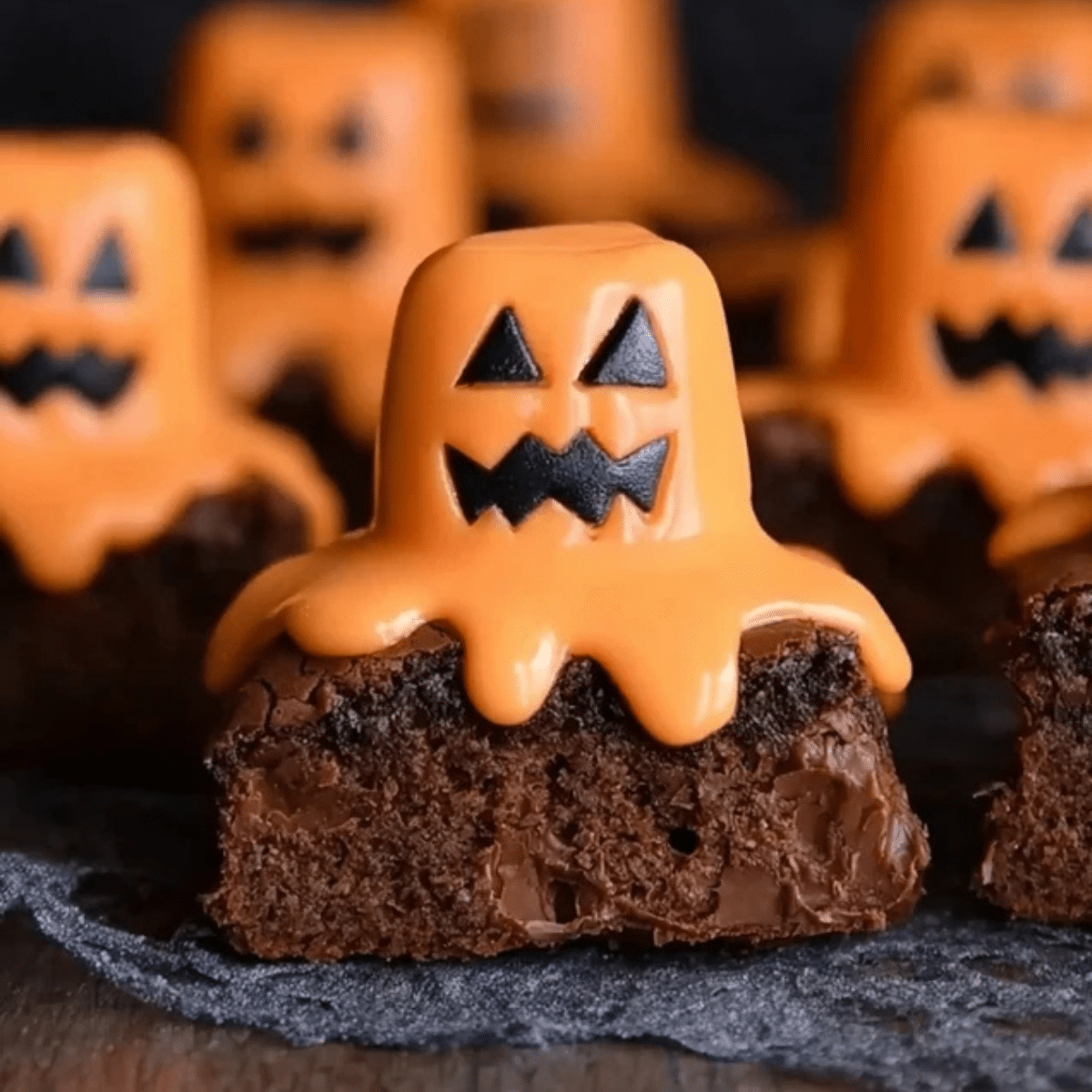 Melted Jack O’ Lantern Brownies