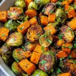 Roasted Brussels Sprouts and Sweet Potatoes