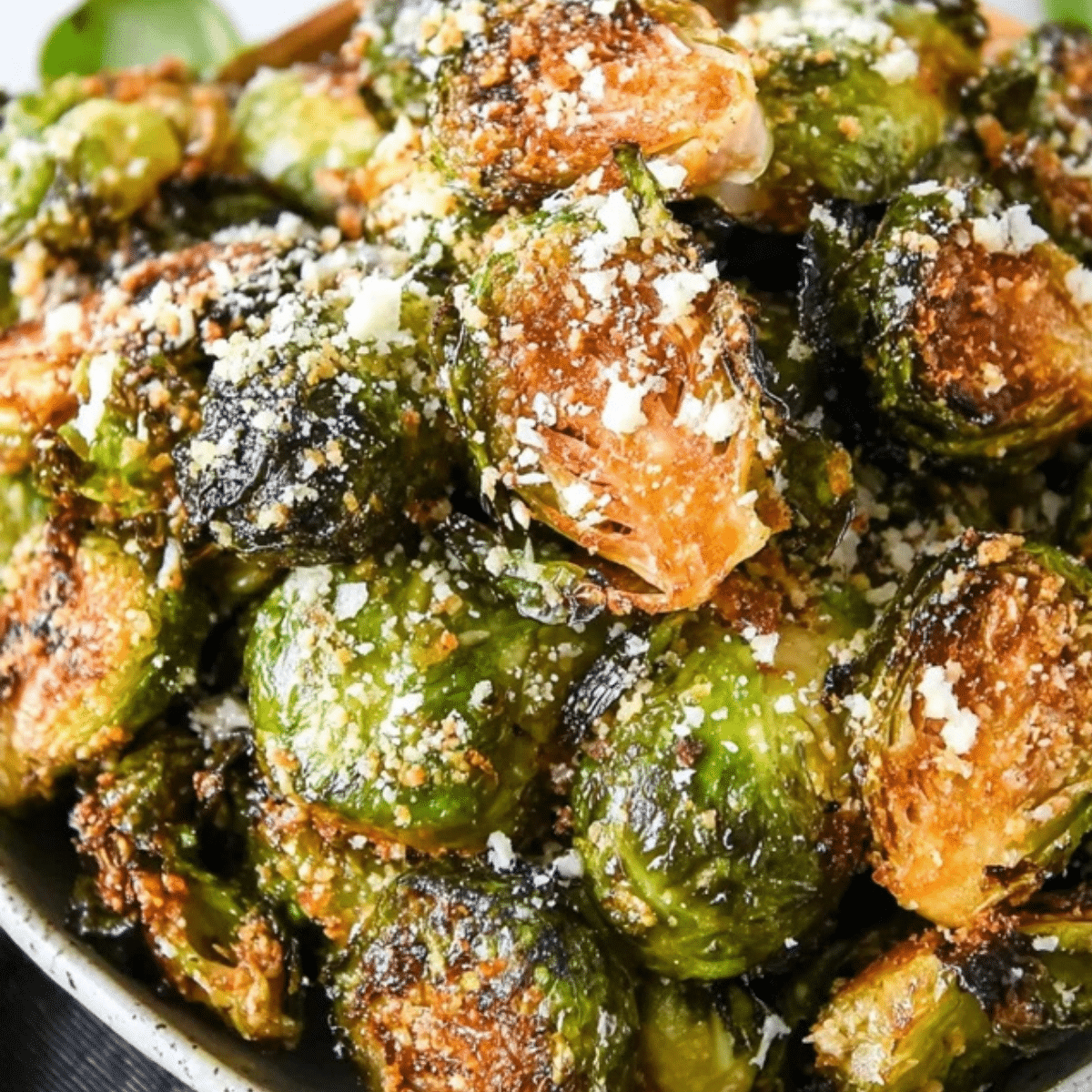 Roasted Crispy Parmesan Garlic Brussels Sprouts