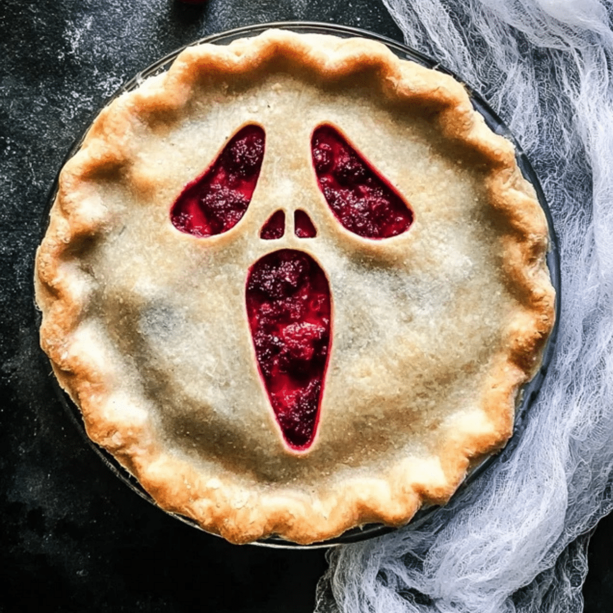 Spooky Halloween Scream Raspberry Pie