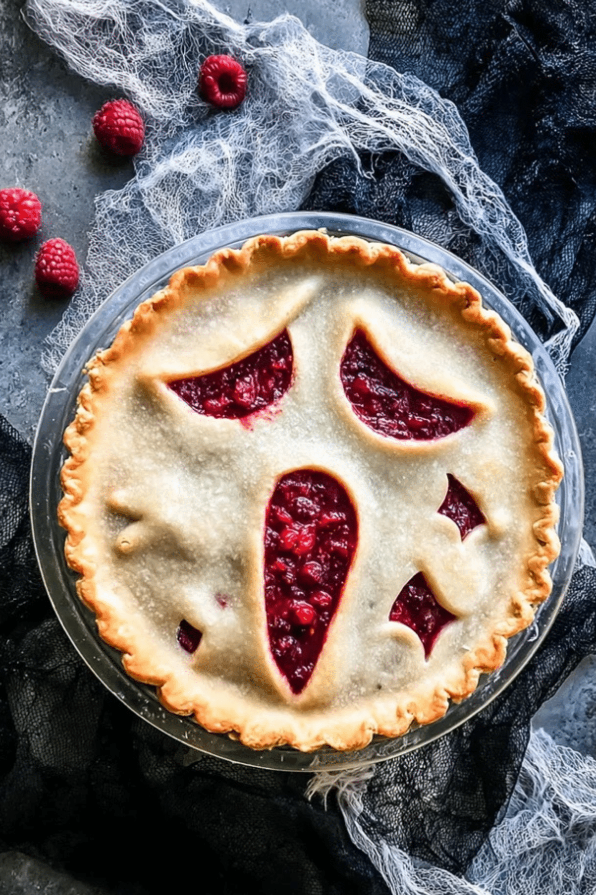 Spooky Halloween Scream Raspberry Pie