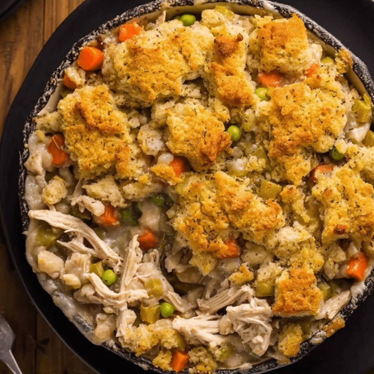 Turkey Pot Pie with Stuffing Crust