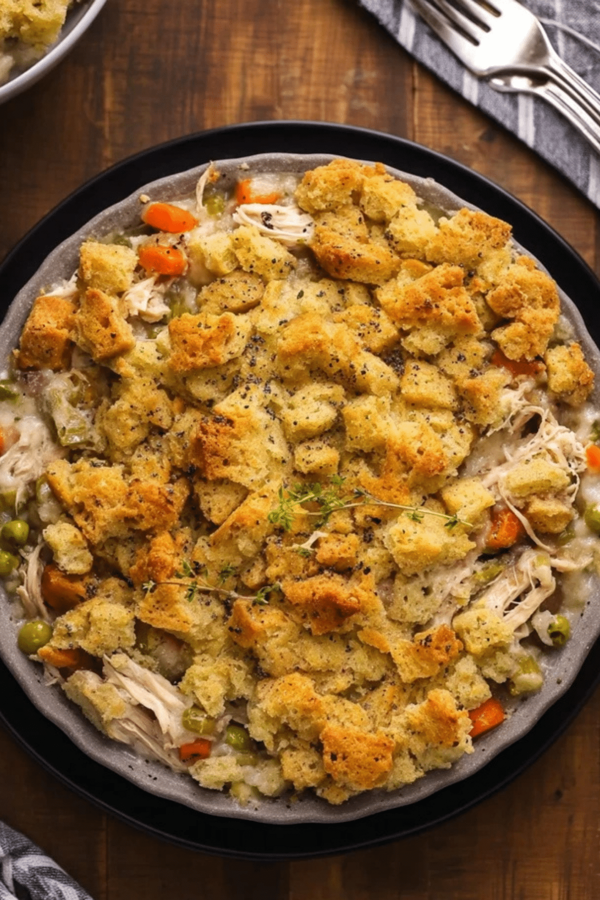 Turkey Pot Pie with Stuffing Crust