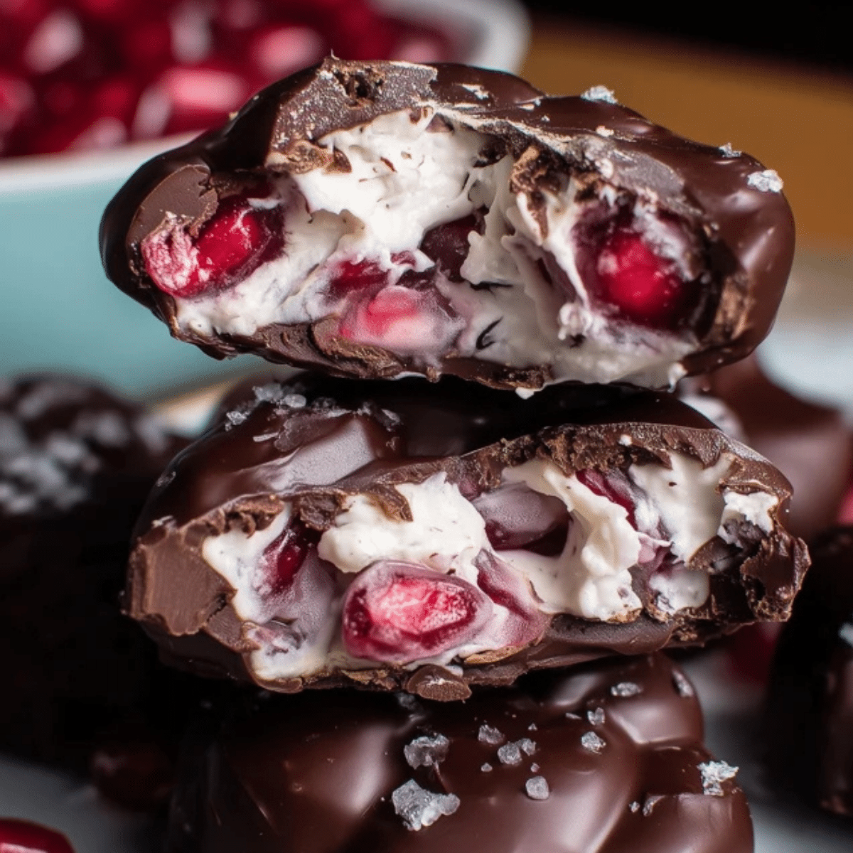 Chocolate Covered Pomegranate Yogurt Clusters