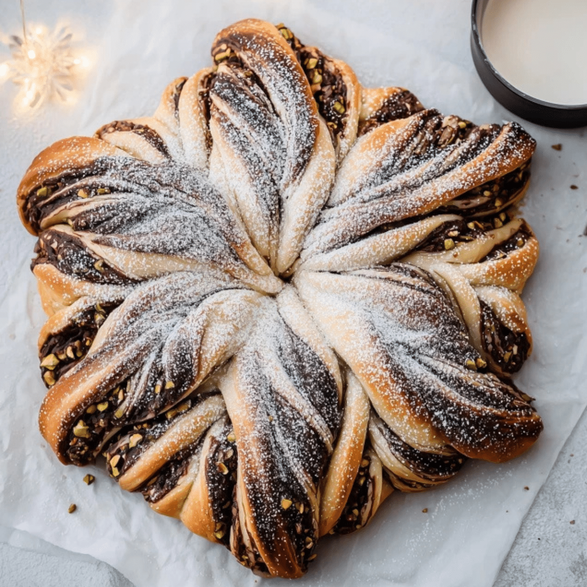 Chocolate Pistachio Christmas Star Bread