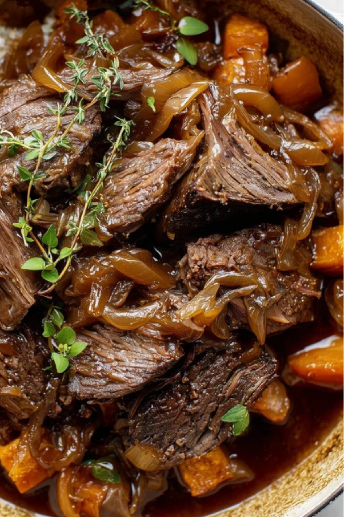 Cider Braised Pot Roast with Caramelized Onions and Cauliflower Rice