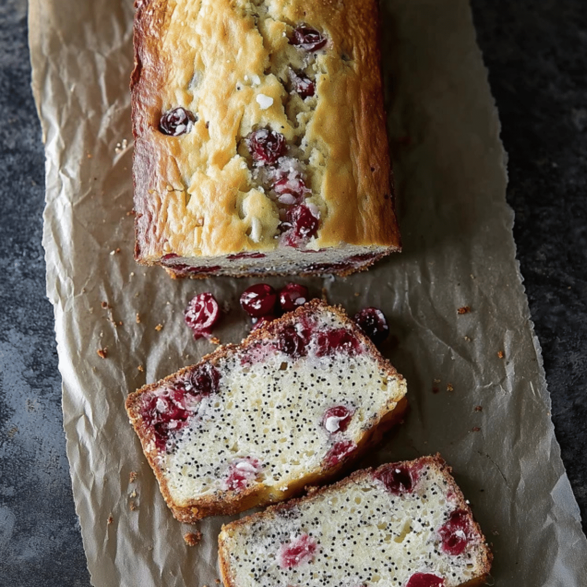 Cranberry Lemon Poppyseed Loaf