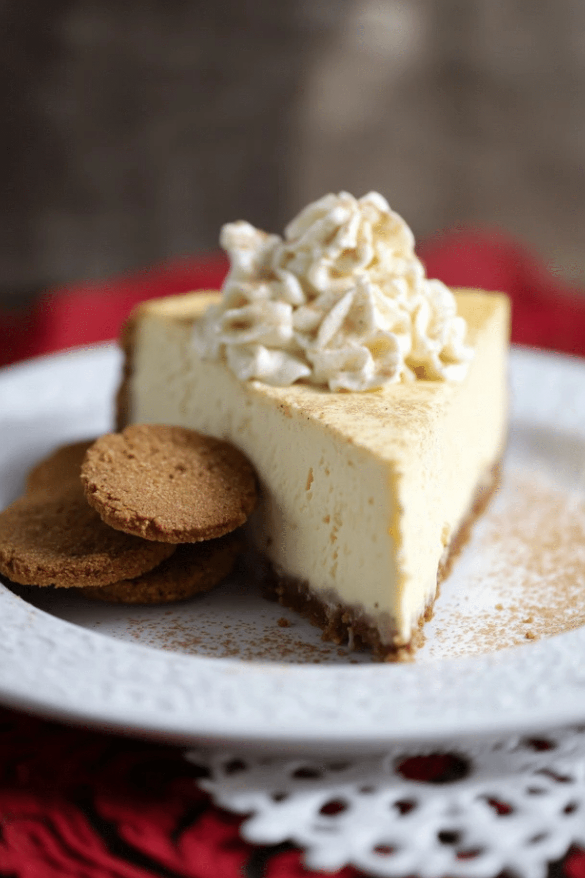 Eggnog Cheesecake with Gingersnap Crust