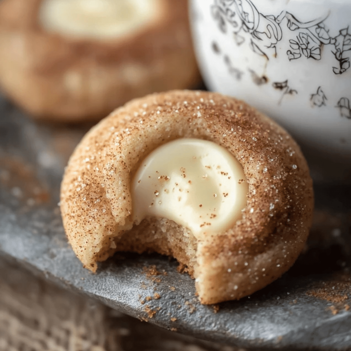 Eggnog Snickerdoodle Thumbprint Cookies