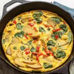 Frittata with Potatoes Red Peppers and Spinach