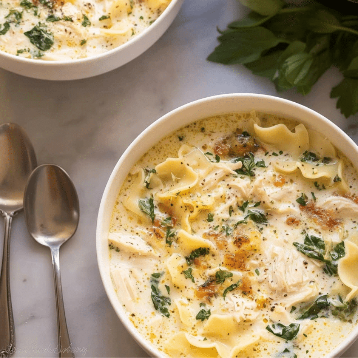 White Chicken Lasagna Soup