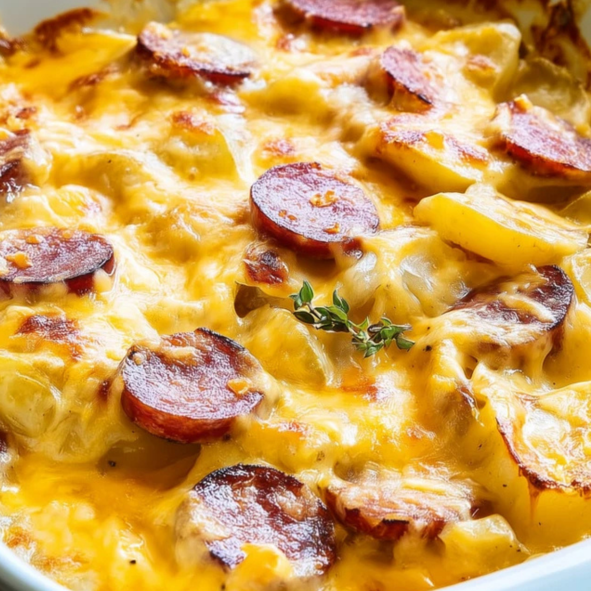 Cheesy Potatoes with Smoked Sausage
