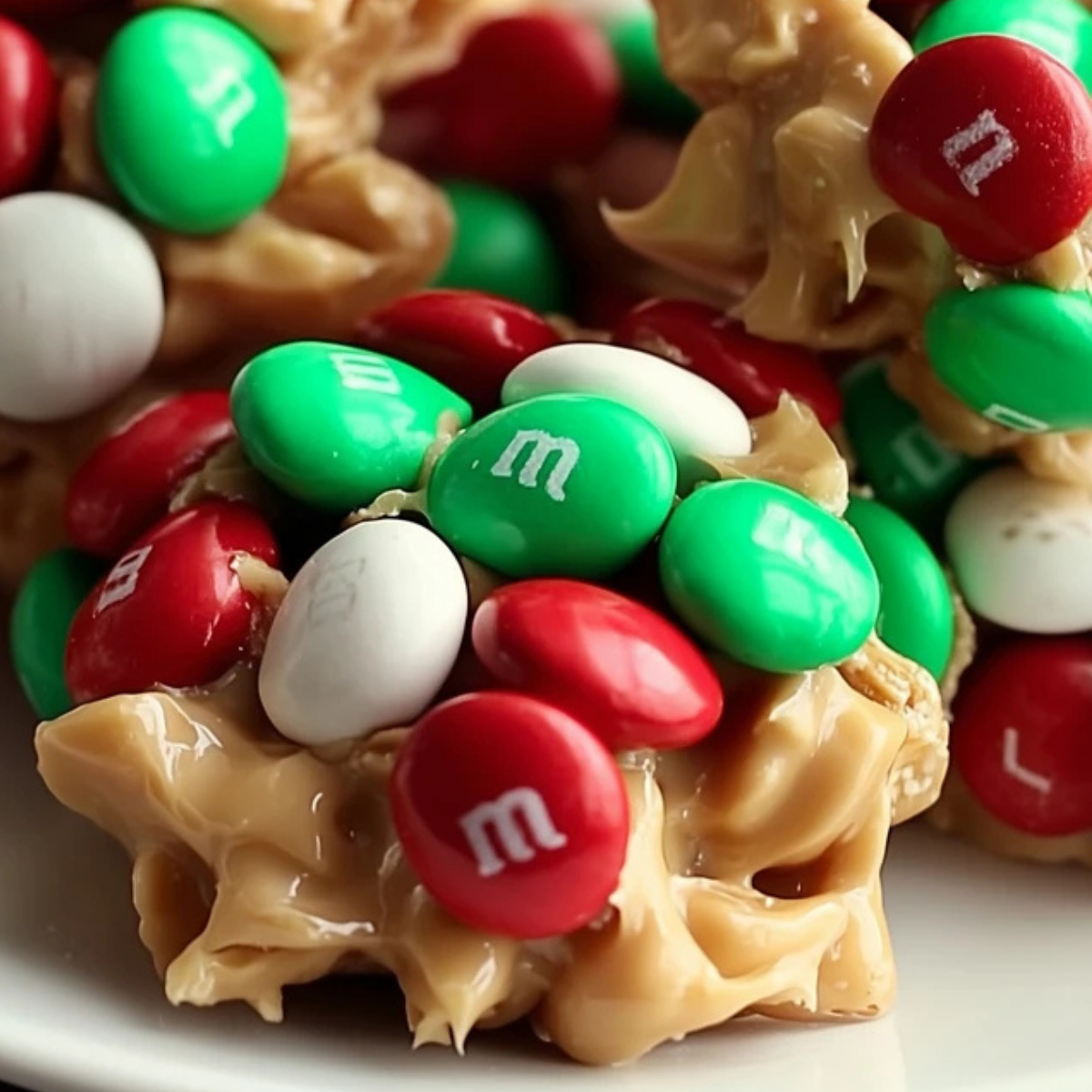 Christmas M&M Peanut Butter Clusters