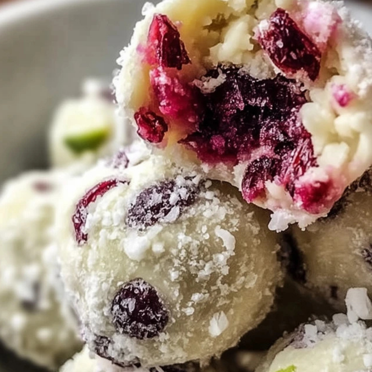 Cranberry Lime Snowball Cookies