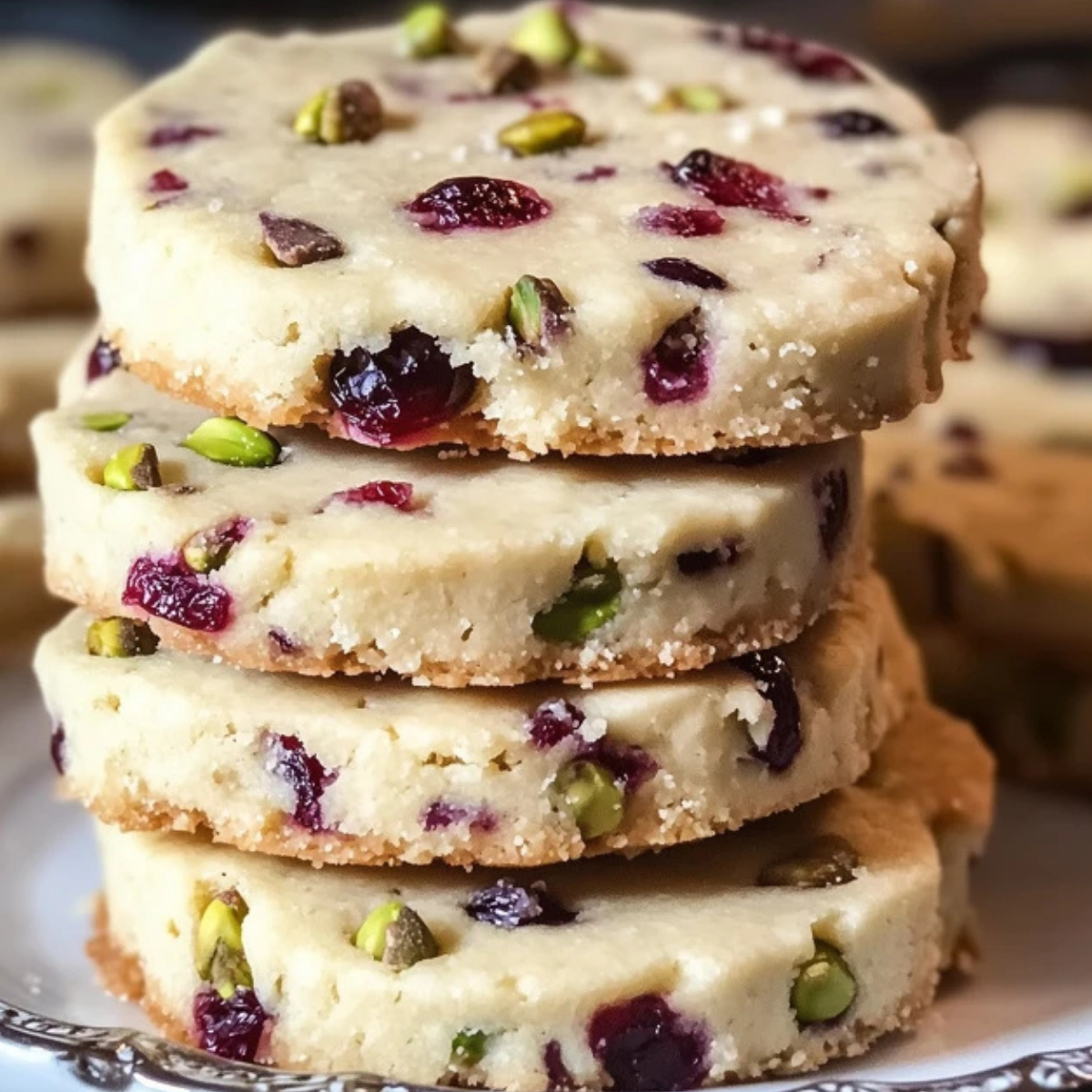 Cranberry Pistachio Shortbread Cookies