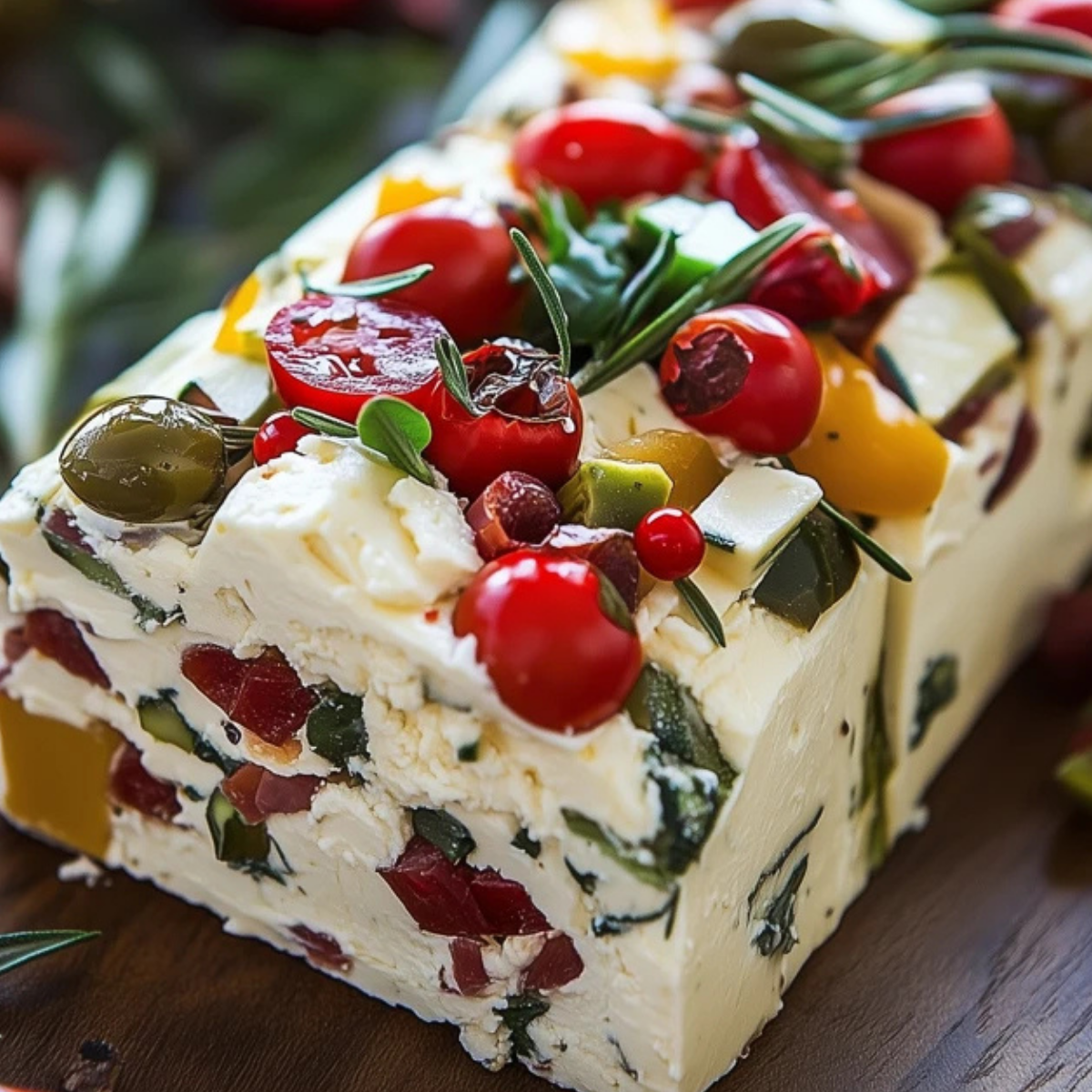 Festive Holiday Antipasto Cream Cheese Log
