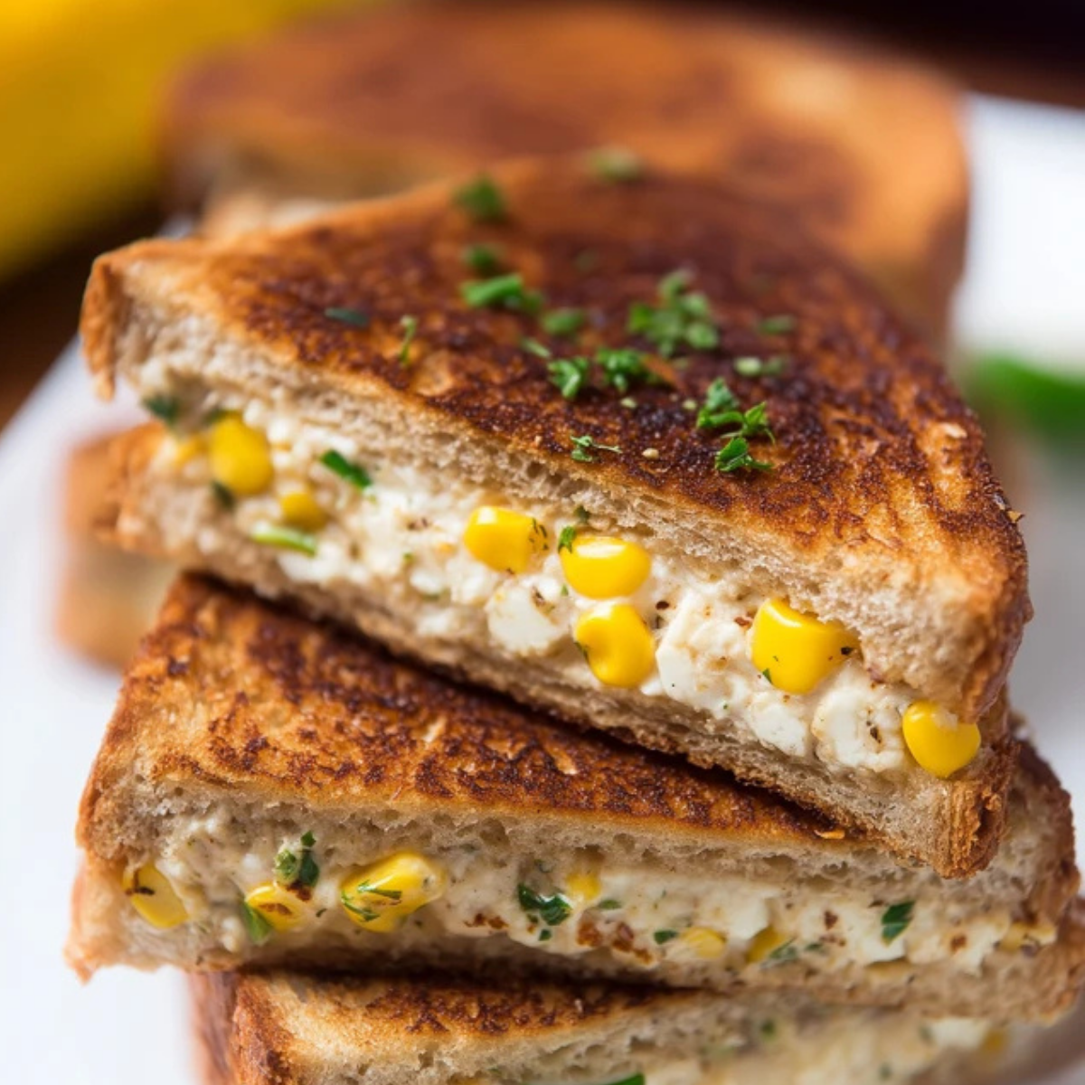 Grilled Cheese Paneer and Corn Sandwich